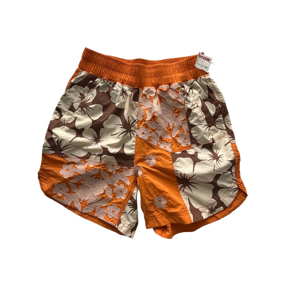 Free People Movement Shorts Orange Floral Patchwork XS NWT Retro Activewear